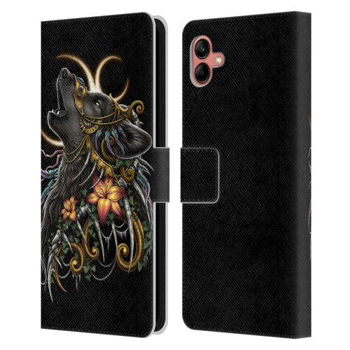 Sarah Richter Animals Gothic Black Howling Wolf Leather Book Wallet Case Cover For Samsung Galaxy A04 (2022)