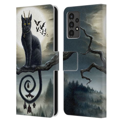 Sarah Richter Animals Gothic Black Cat & Bats Leather Book Wallet Case Cover For Samsung Galaxy A13 (2022)