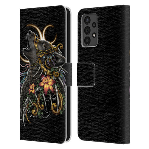 Sarah Richter Animals Gothic Black Howling Wolf Leather Book Wallet Case Cover For Samsung Galaxy A13 (2022)