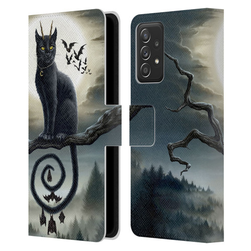 Sarah Richter Animals Gothic Black Cat & Bats Leather Book Wallet Case Cover For Samsung Galaxy A52 / A52s / 5G (2021)