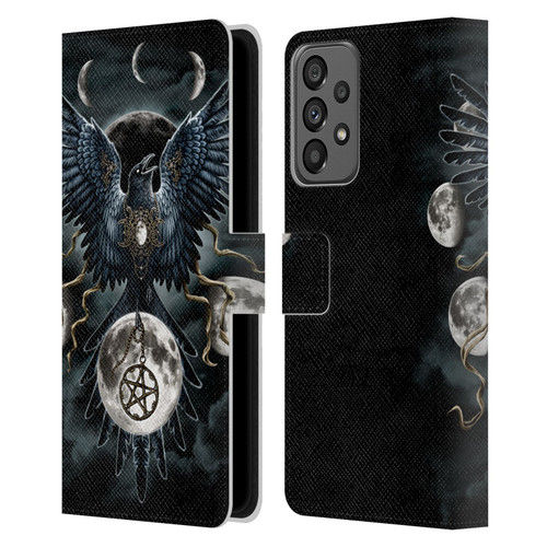 Sarah Richter Animals Gothic Black Raven Leather Book Wallet Case Cover For Samsung Galaxy A73 5G (2022)