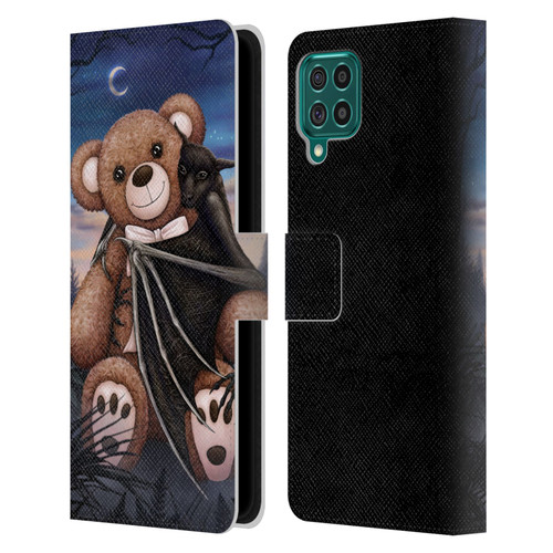 Sarah Richter Animals Bat Cuddling A Toy Bear Leather Book Wallet Case Cover For Samsung Galaxy F62 (2021)