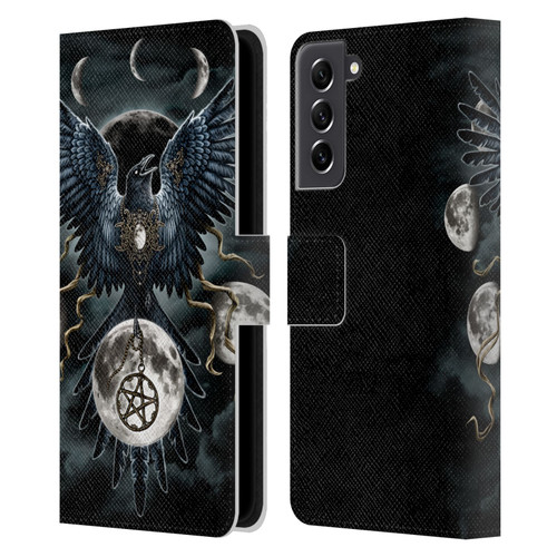Sarah Richter Animals Gothic Black Raven Leather Book Wallet Case Cover For Samsung Galaxy S21 FE 5G