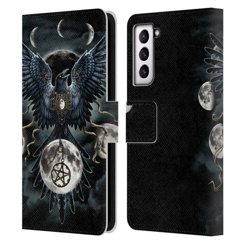 Sarah Richter Animals Gothic Black Raven Leather Book Wallet Case Cover For Samsung Galaxy S21 5G