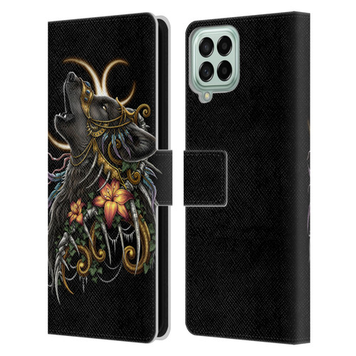 Sarah Richter Animals Gothic Black Howling Wolf Leather Book Wallet Case Cover For Samsung Galaxy M33 (2022)