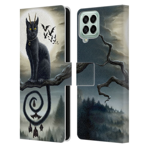 Sarah Richter Animals Gothic Black Cat & Bats Leather Book Wallet Case Cover For Samsung Galaxy M53 (2022)