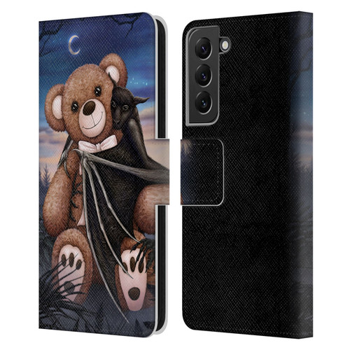 Sarah Richter Animals Bat Cuddling A Toy Bear Leather Book Wallet Case Cover For Samsung Galaxy S22+ 5G