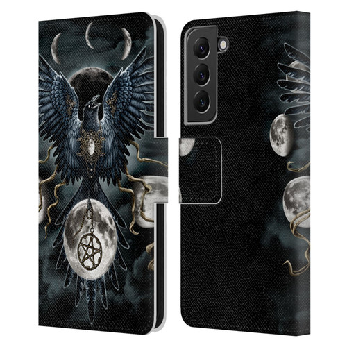 Sarah Richter Animals Gothic Black Raven Leather Book Wallet Case Cover For Samsung Galaxy S22+ 5G