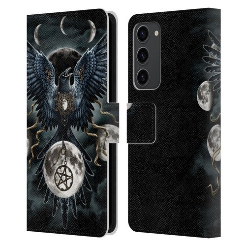 Sarah Richter Animals Gothic Black Raven Leather Book Wallet Case Cover For Samsung Galaxy S23+ 5G