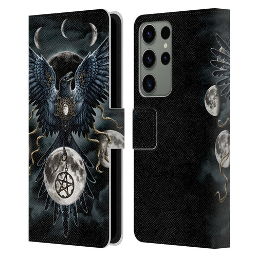 Sarah Richter Animals Gothic Black Raven Leather Book Wallet Case Cover For Samsung Galaxy S23 Ultra 5G