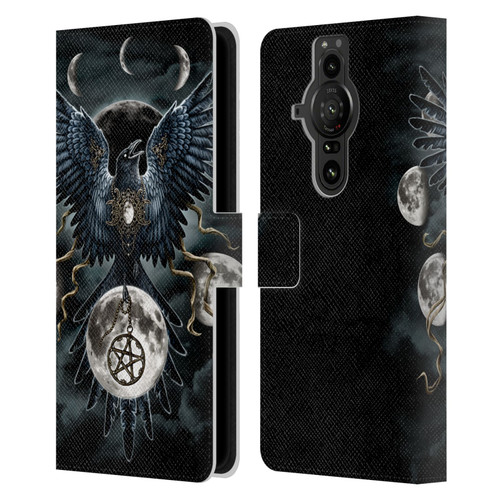 Sarah Richter Animals Gothic Black Raven Leather Book Wallet Case Cover For Sony Xperia Pro-I