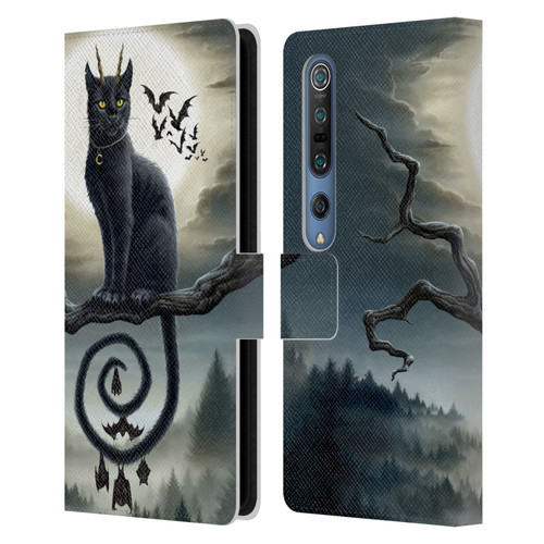 Sarah Richter Animals Gothic Black Cat & Bats Leather Book Wallet Case Cover For Xiaomi Mi 10 5G / Mi 10 Pro 5G