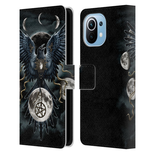 Sarah Richter Animals Gothic Black Raven Leather Book Wallet Case Cover For Xiaomi Mi 11