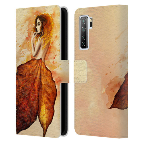 Sarah Richter Fantasy Autumn Girl Leather Book Wallet Case Cover For Huawei Nova 7 SE/P40 Lite 5G