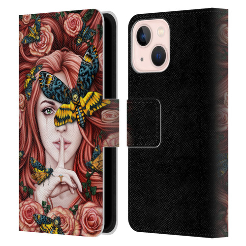 Sarah Richter Fantasy Silent Girl With Red Hair Leather Book Wallet Case Cover For Apple iPhone 13 Mini