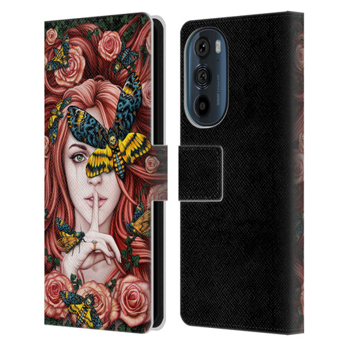Sarah Richter Fantasy Silent Girl With Red Hair Leather Book Wallet Case Cover For Motorola Edge 30