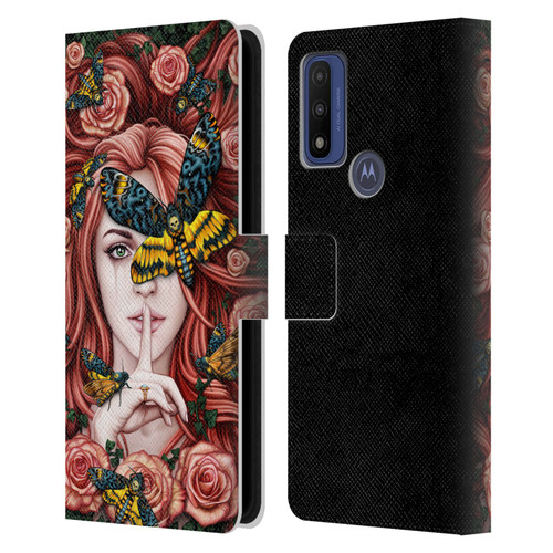 Sarah Richter Fantasy Silent Girl With Red Hair Leather Book Wallet Case Cover For Motorola G Pure