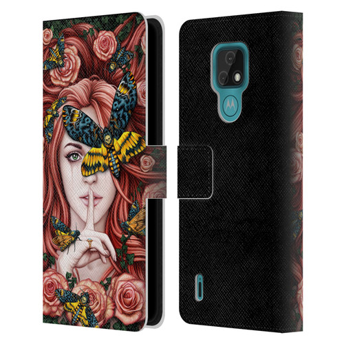 Sarah Richter Fantasy Silent Girl With Red Hair Leather Book Wallet Case Cover For Motorola Moto E7