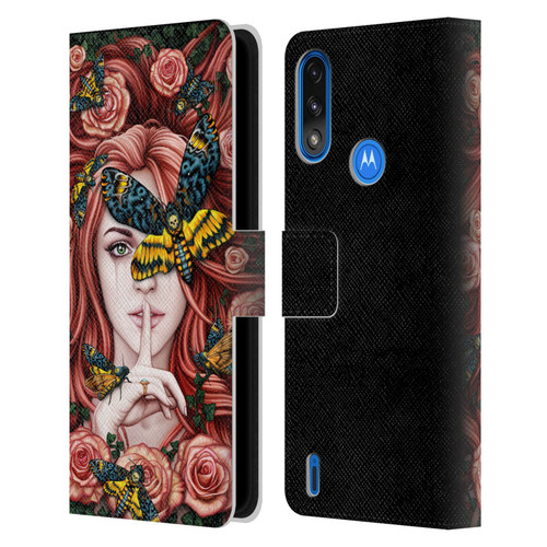 Sarah Richter Fantasy Silent Girl With Red Hair Leather Book Wallet Case Cover For Motorola Moto E7 Power / Moto E7i Power