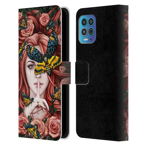 Sarah Richter Fantasy Silent Girl With Red Hair Leather Book Wallet Case Cover For Motorola Moto G100
