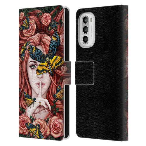 Sarah Richter Fantasy Silent Girl With Red Hair Leather Book Wallet Case Cover For Motorola Moto G52
