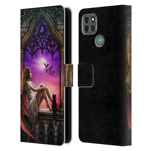 Sarah Richter Fantasy Demon Vampire Girl Leather Book Wallet Case Cover For Motorola Moto G9 Power