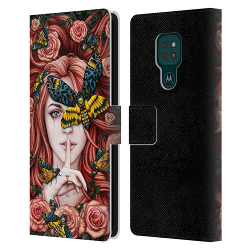 Sarah Richter Fantasy Silent Girl With Red Hair Leather Book Wallet Case Cover For Motorola Moto G9 Play