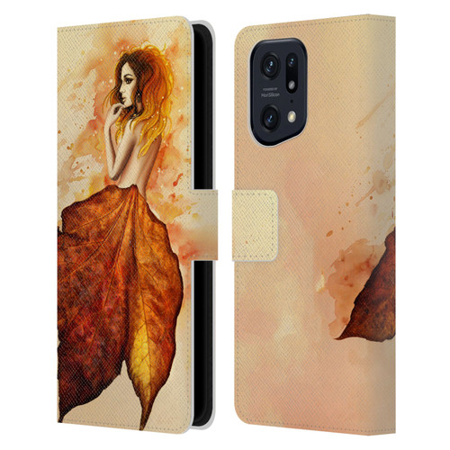 Sarah Richter Fantasy Autumn Girl Leather Book Wallet Case Cover For OPPO Find X5 Pro