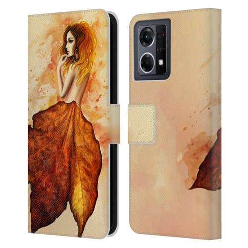 Sarah Richter Fantasy Autumn Girl Leather Book Wallet Case Cover For OPPO Reno8 4G