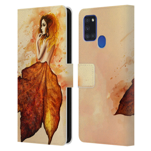 Sarah Richter Fantasy Autumn Girl Leather Book Wallet Case Cover For Samsung Galaxy A21s (2020)