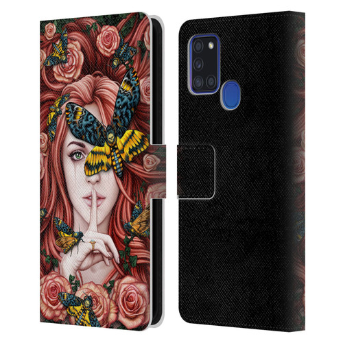 Sarah Richter Fantasy Silent Girl With Red Hair Leather Book Wallet Case Cover For Samsung Galaxy A21s (2020)