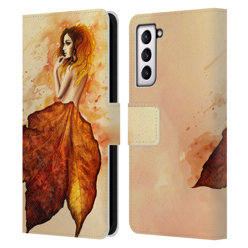 Sarah Richter Fantasy Autumn Girl Leather Book Wallet Case Cover For Samsung Galaxy S21 5G