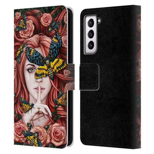 Sarah Richter Fantasy Silent Girl With Red Hair Leather Book Wallet Case Cover For Samsung Galaxy S21 5G