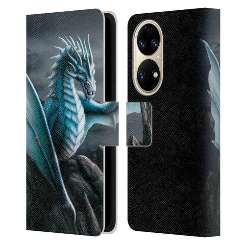 Sarah Richter Fantasy Creatures Blue Water Dragon Leather Book Wallet Case Cover For Huawei P50