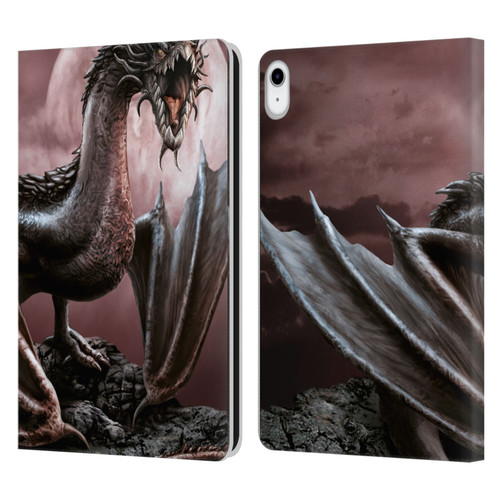 Sarah Richter Fantasy Creatures Black Dragon Roaring Leather Book Wallet Case Cover For Apple iPad 10.9 (2022)