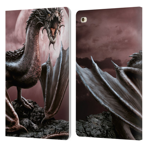 Sarah Richter Fantasy Creatures Black Dragon Roaring Leather Book Wallet Case Cover For Apple iPad mini 4