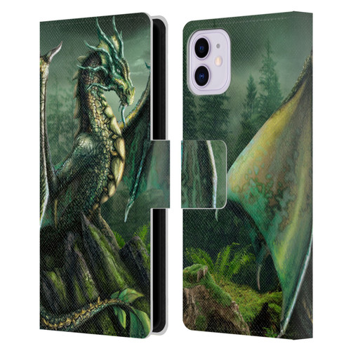Sarah Richter Fantasy Creatures Green Nature Dragon Leather Book Wallet Case Cover For Apple iPhone 11