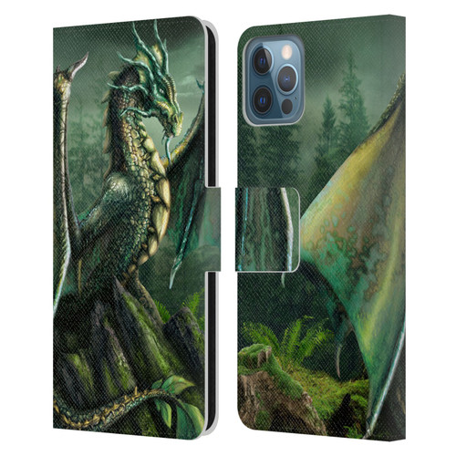 Sarah Richter Fantasy Creatures Green Nature Dragon Leather Book Wallet Case Cover For Apple iPhone 12 / iPhone 12 Pro