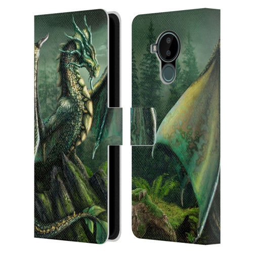 Sarah Richter Fantasy Creatures Green Nature Dragon Leather Book Wallet Case Cover For Nokia C30