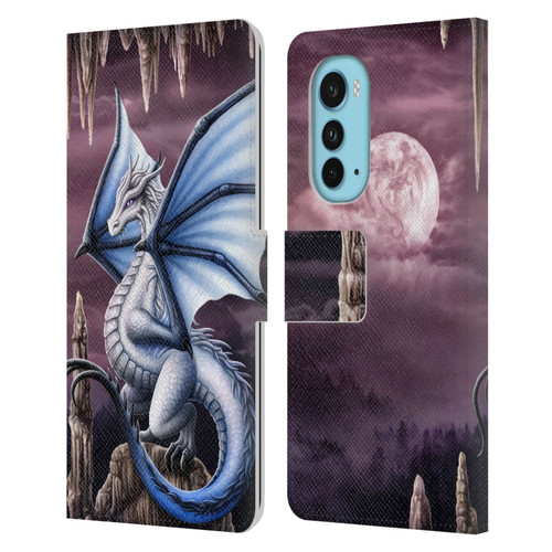 Sarah Richter Fantasy Creatures Blue Dragon Leather Book Wallet Case Cover For Motorola Edge (2022)