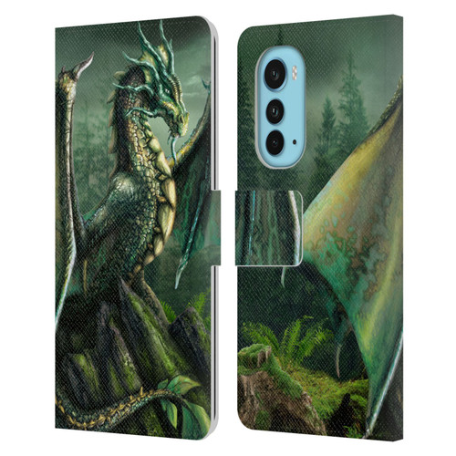 Sarah Richter Fantasy Creatures Green Nature Dragon Leather Book Wallet Case Cover For Motorola Edge (2022)