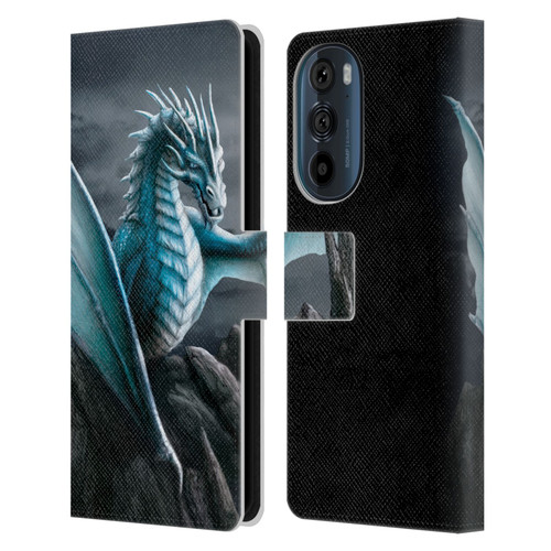 Sarah Richter Fantasy Creatures Blue Water Dragon Leather Book Wallet Case Cover For Motorola Edge 30