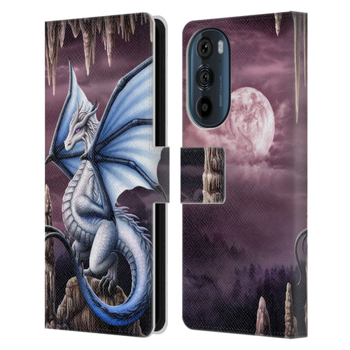 Sarah Richter Fantasy Creatures Blue Dragon Leather Book Wallet Case Cover For Motorola Edge 30