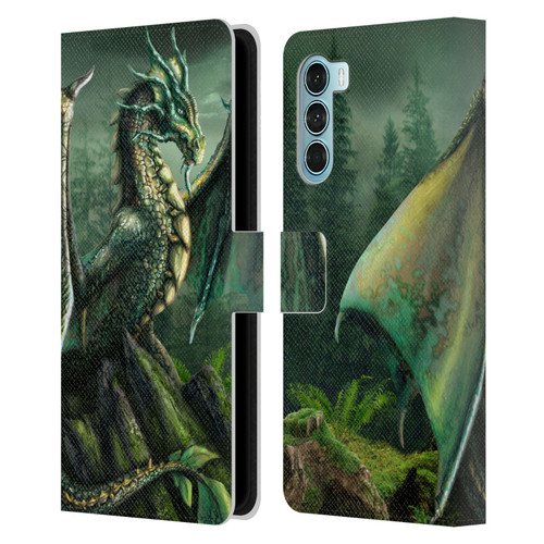 Sarah Richter Fantasy Creatures Green Nature Dragon Leather Book Wallet Case Cover For Motorola Edge S30 / Moto G200 5G