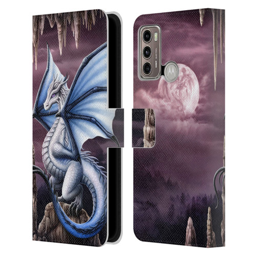 Sarah Richter Fantasy Creatures Blue Dragon Leather Book Wallet Case Cover For Motorola Moto G60 / Moto G40 Fusion