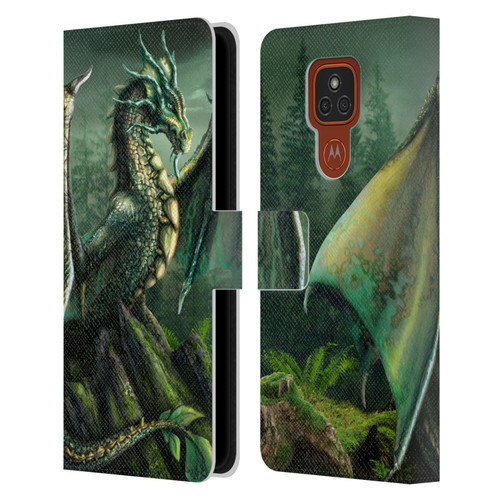 Sarah Richter Fantasy Creatures Green Nature Dragon Leather Book Wallet Case Cover For Motorola Moto E7 Plus