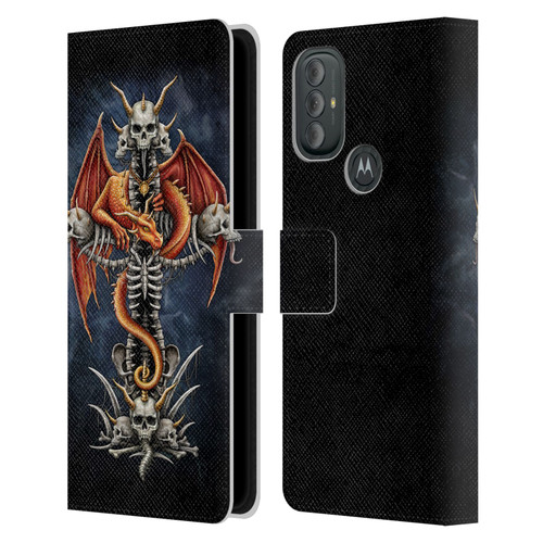 Sarah Richter Fantasy Creatures Red Dragon Guarding Bone Cross Leather Book Wallet Case Cover For Motorola Moto G10 / Moto G20 / Moto G30