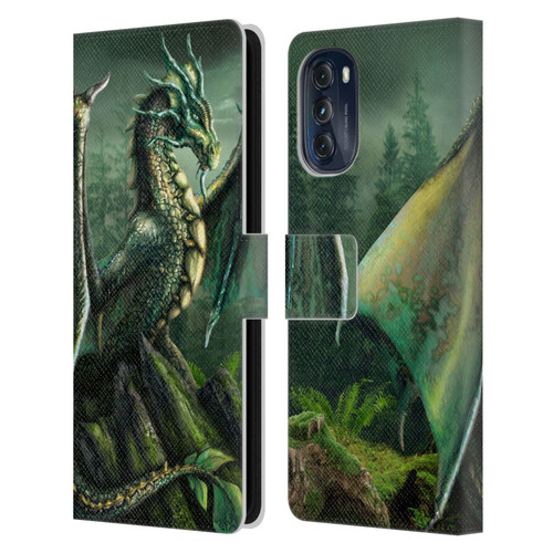Sarah Richter Fantasy Creatures Green Nature Dragon Leather Book Wallet Case Cover For Motorola Moto G (2022)