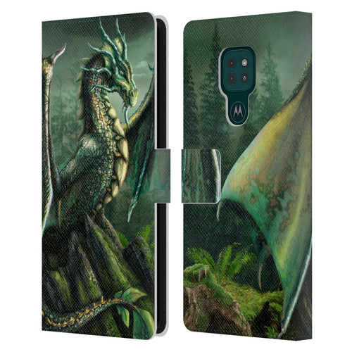 Sarah Richter Fantasy Creatures Green Nature Dragon Leather Book Wallet Case Cover For Motorola Moto G9 Play