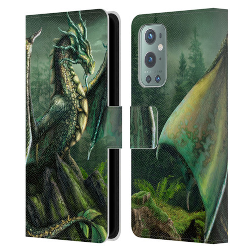 Sarah Richter Fantasy Creatures Green Nature Dragon Leather Book Wallet Case Cover For OnePlus 9